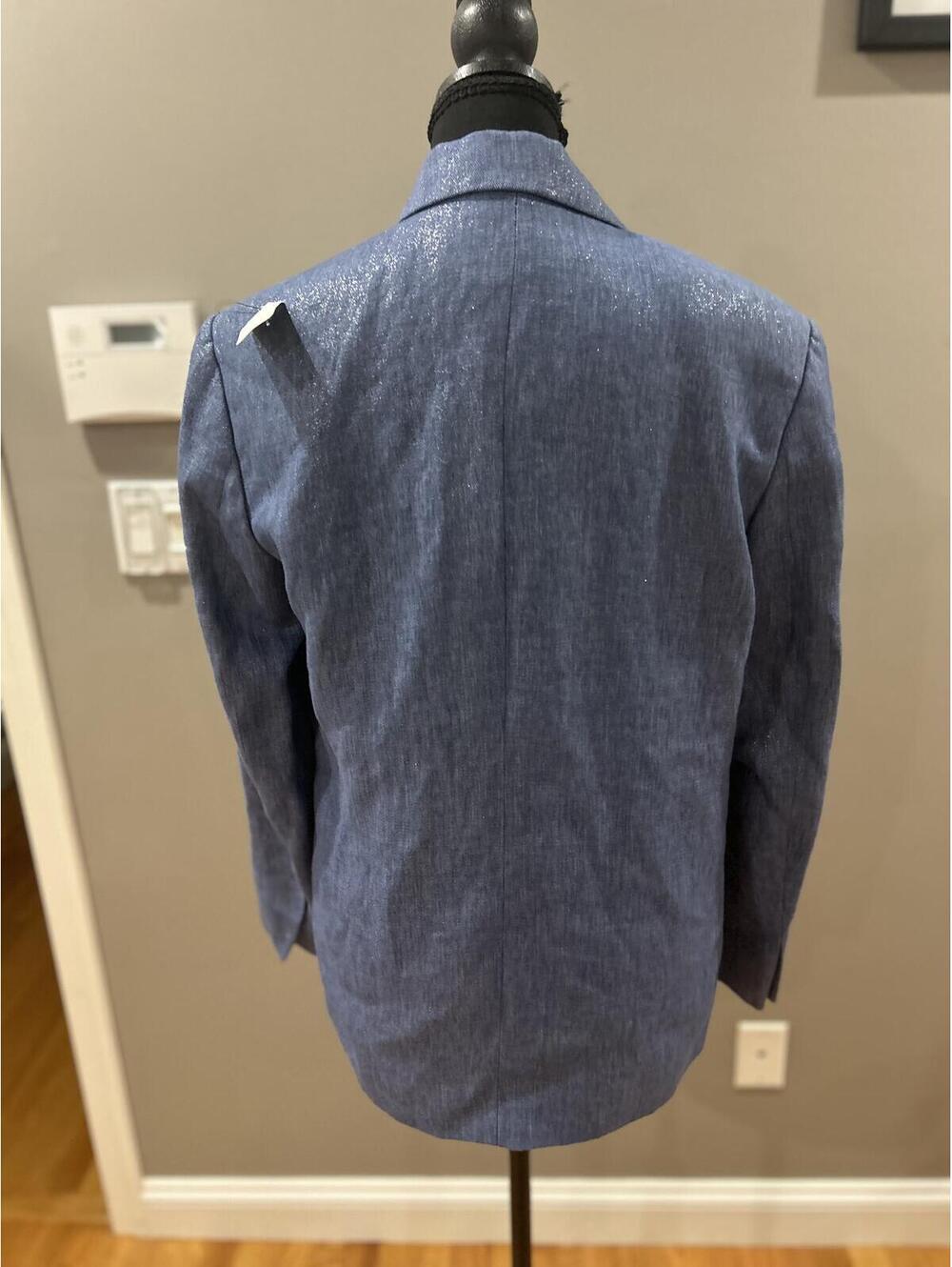 ZARA Blue Linen Blend Blazer Jacket Sz Small - Picture 3 of 9